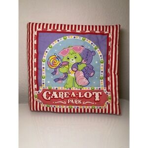 Vintage Retro Care Bears RARE Care A Lot Park Quilted Fabric Blanket Book Soft